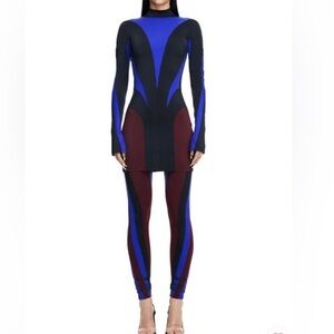 Mugler x H&M Spiral Panel Blue and Black Dress - Size